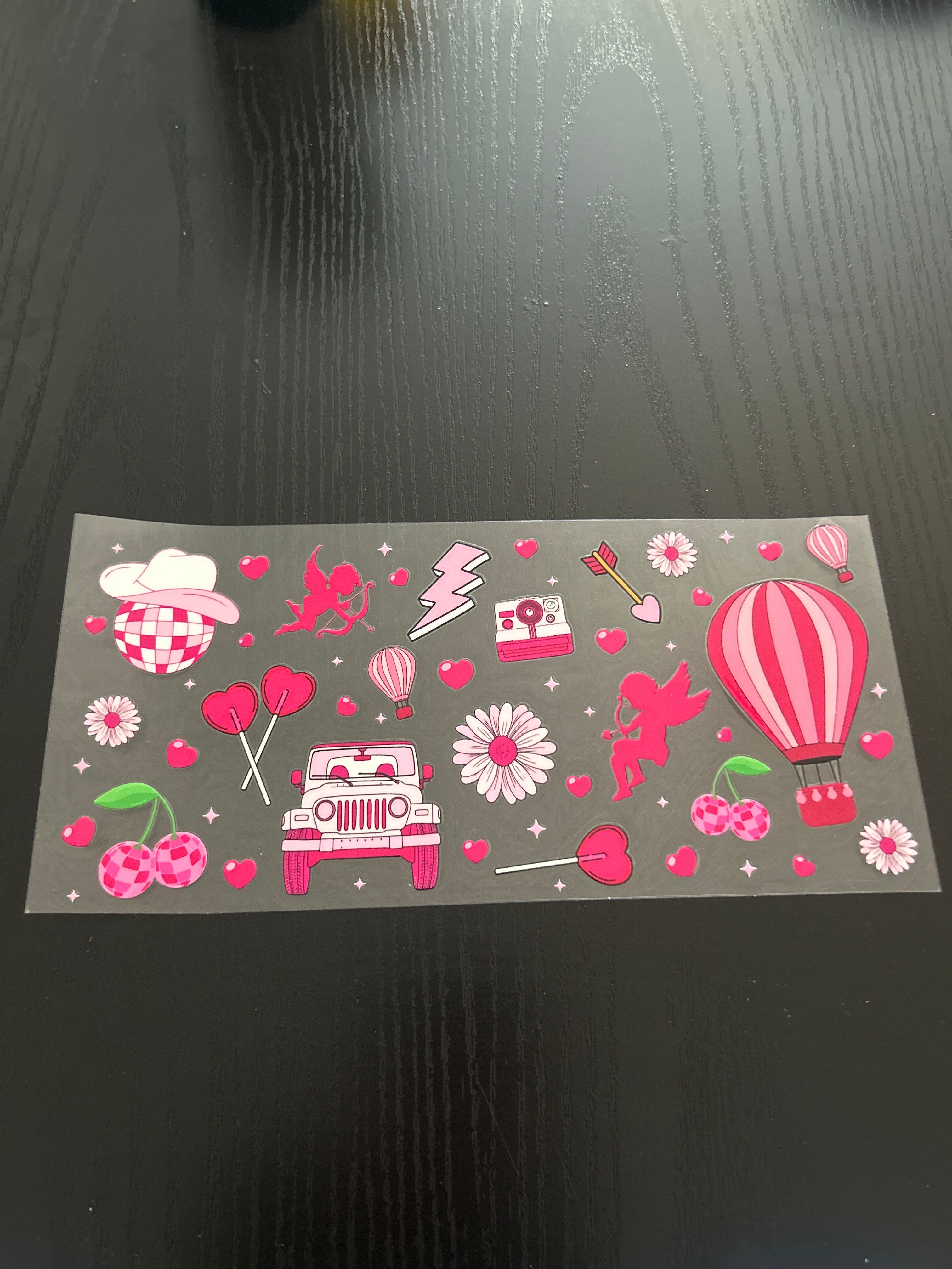 Pink Cupid, Jeep, Flowers, Lollipops